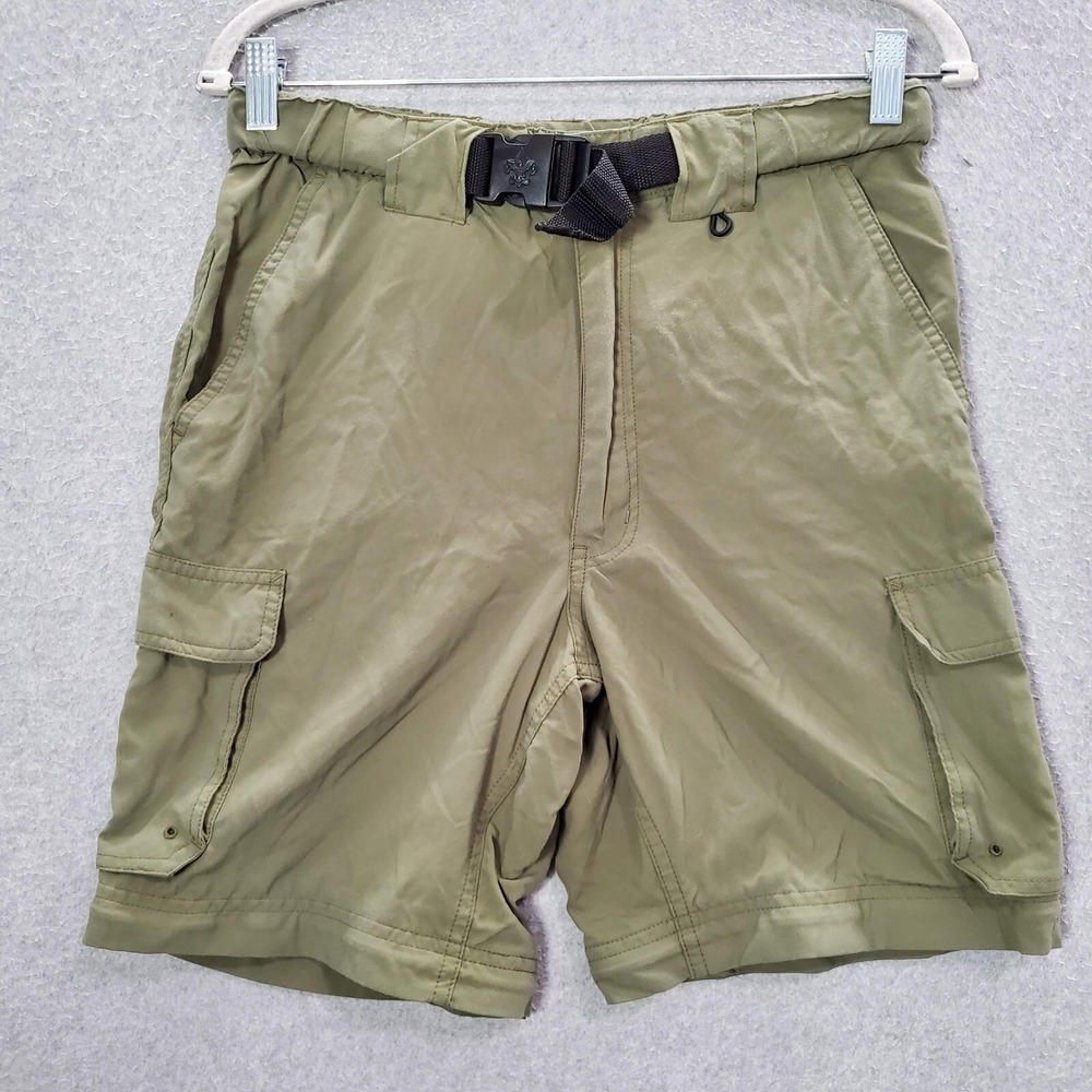 Boy Scouts of America Boys Shorts XL Green Cargo Straight Belted READ
